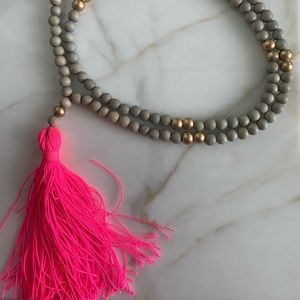 Hot pink tassel necklace NEVER WORN
